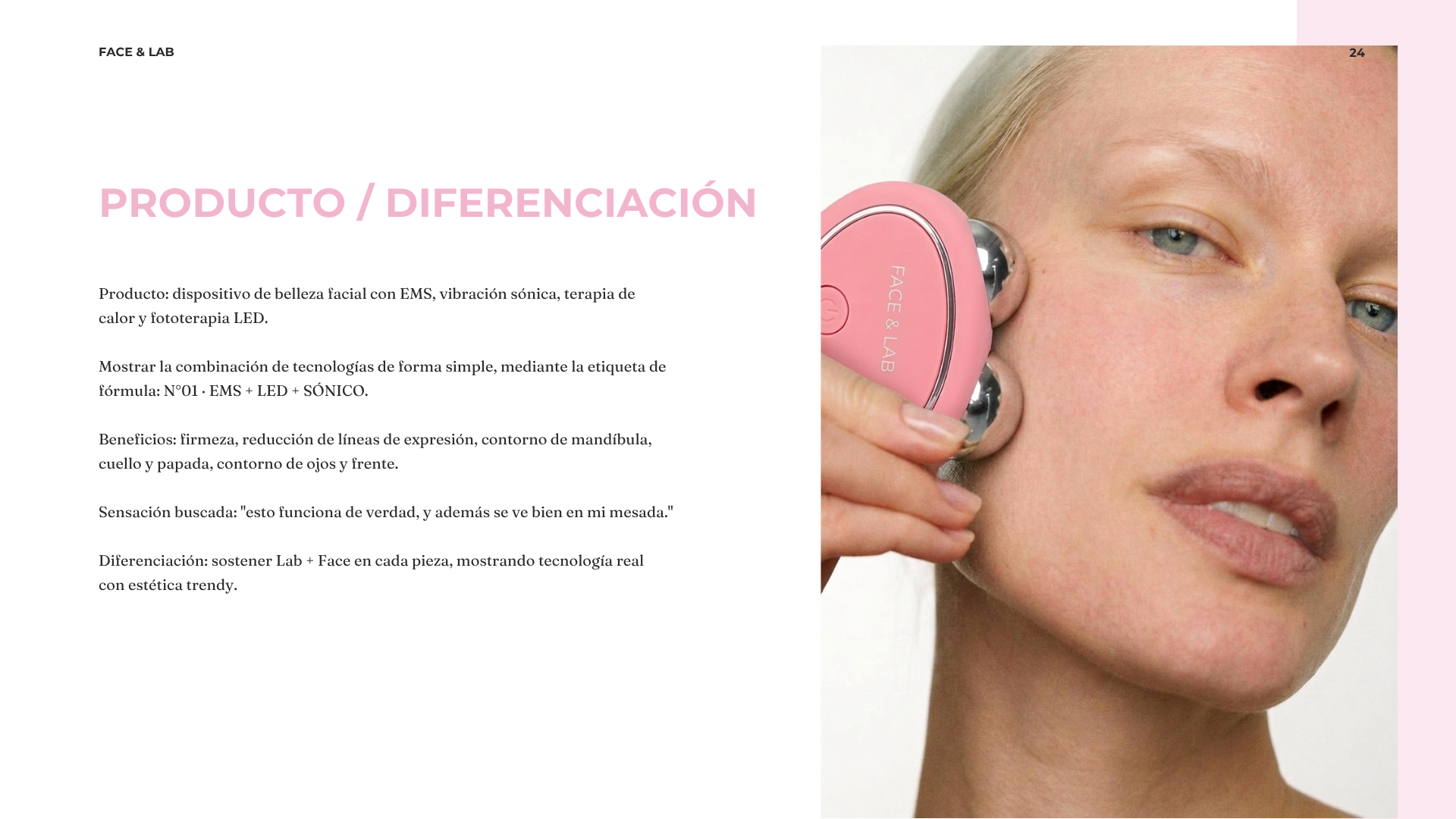 Página de producto y diferenciación de un manual de marca