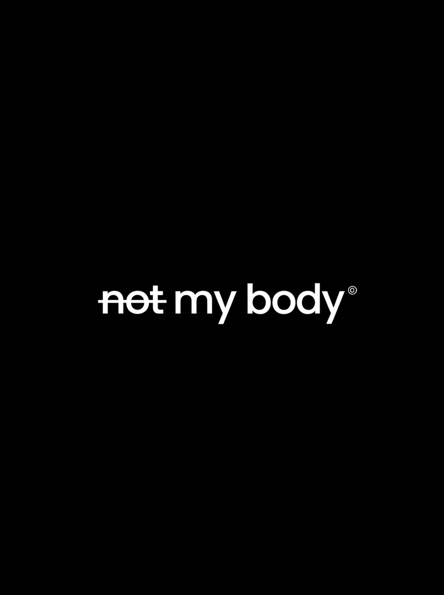 Logo de Not My Body en blanco sobre fondo negro